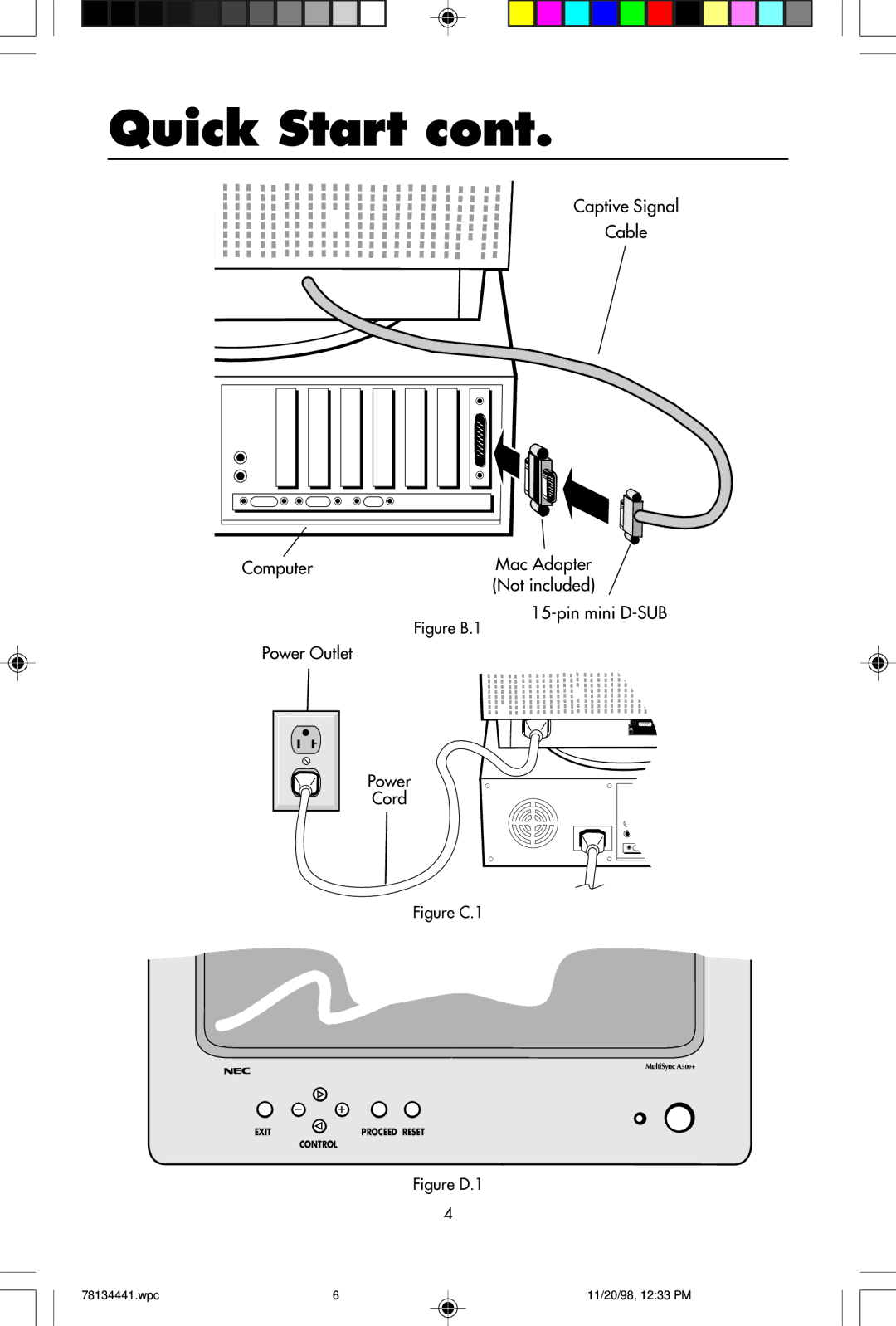 NEC A500+TM, A700+TM user manual Figure B.1 Power Outlet Cord, Figure C.1 