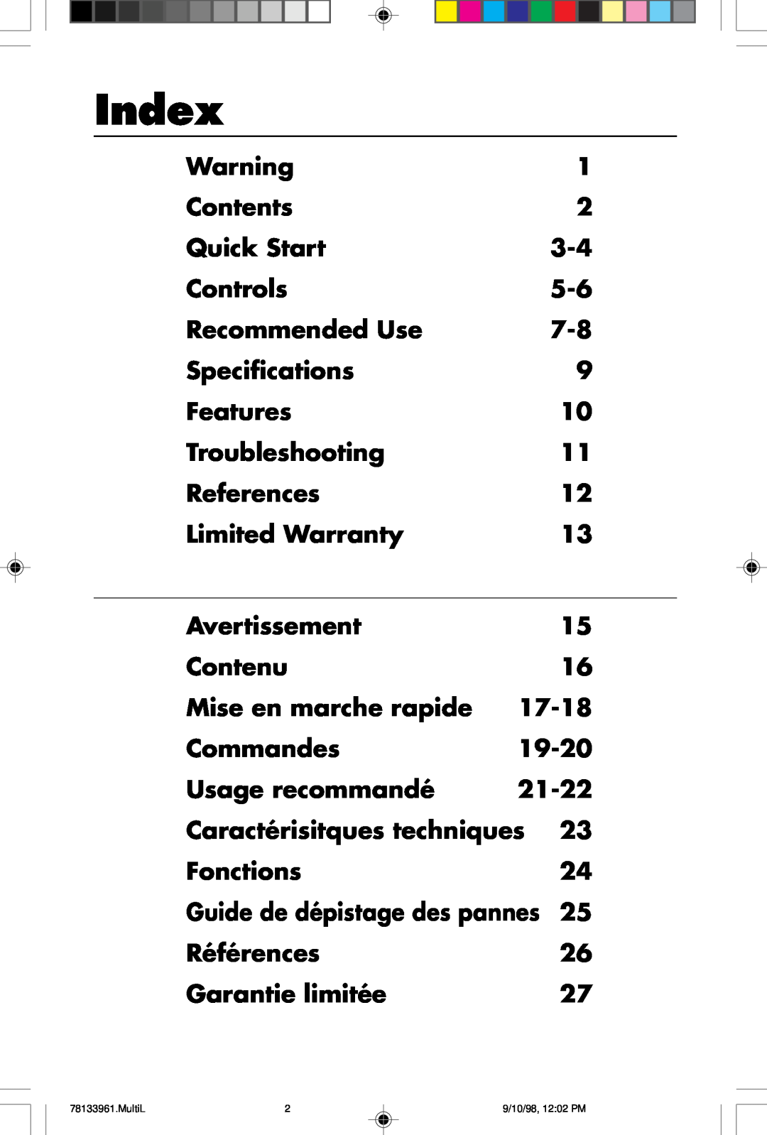 NEC A900 user manual Index 