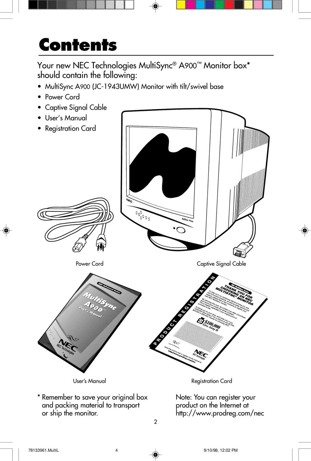 NEC A900 user manual Contents 