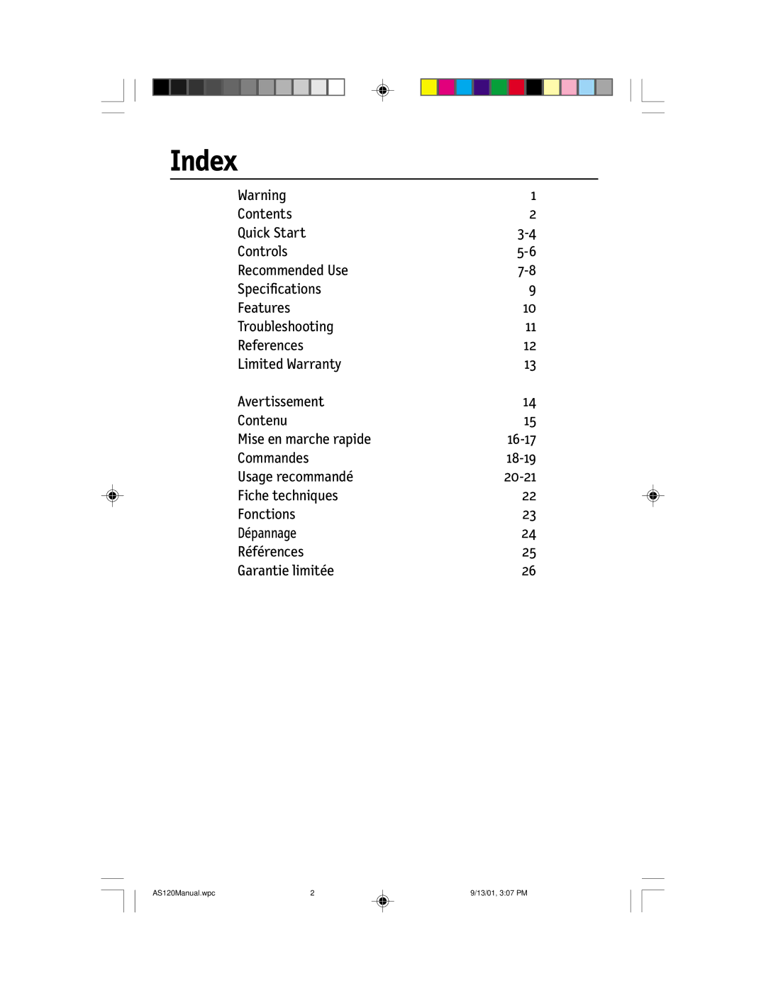 NEC AccuSync 120 user manual Index 