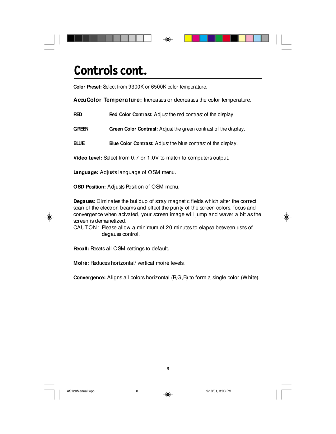 NEC AccuSync 120 user manual Red 