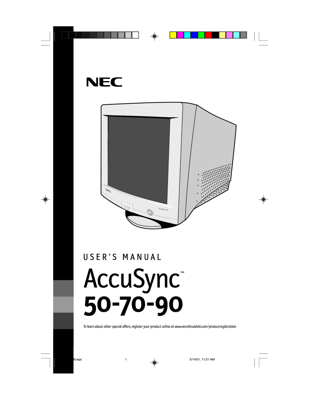 NEC AccuSync 70, AccuSync 90, AccuSync 50 user manual 50-70-90 