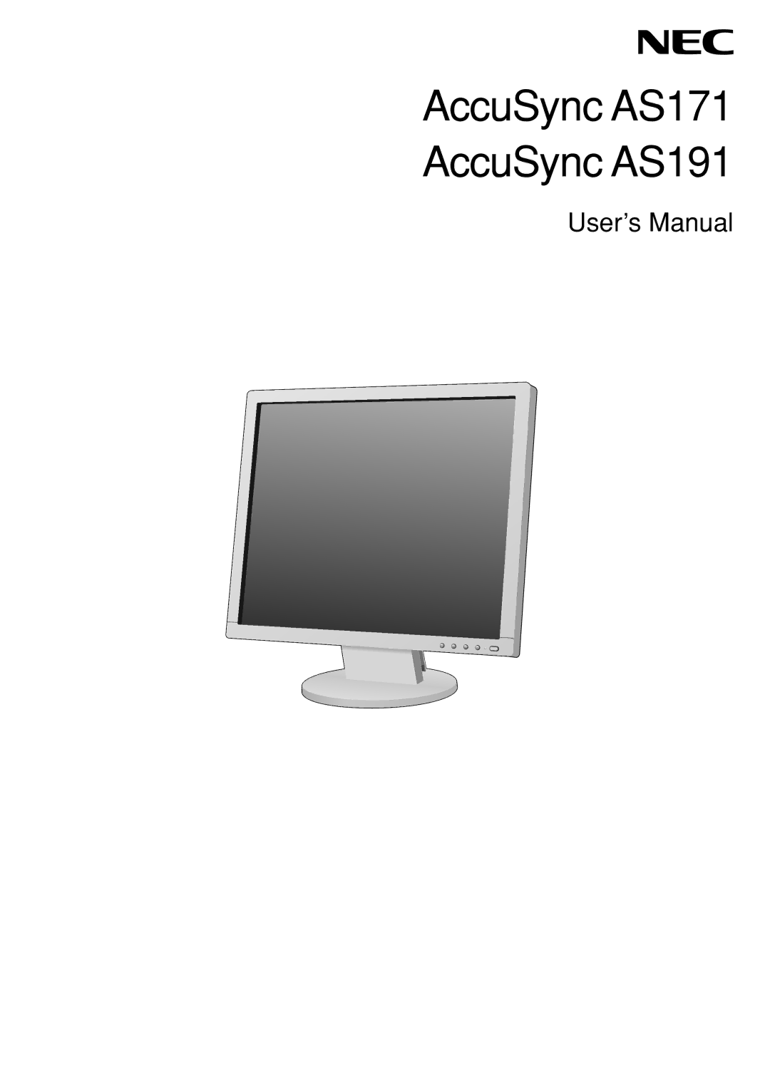 NEC user manual AccuSync AS171 AccuSync AS191 