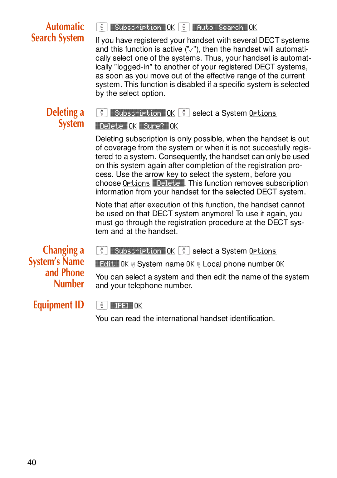 NEC C944 manual Deleting a System Changing a, Phone Number Equipment ID 