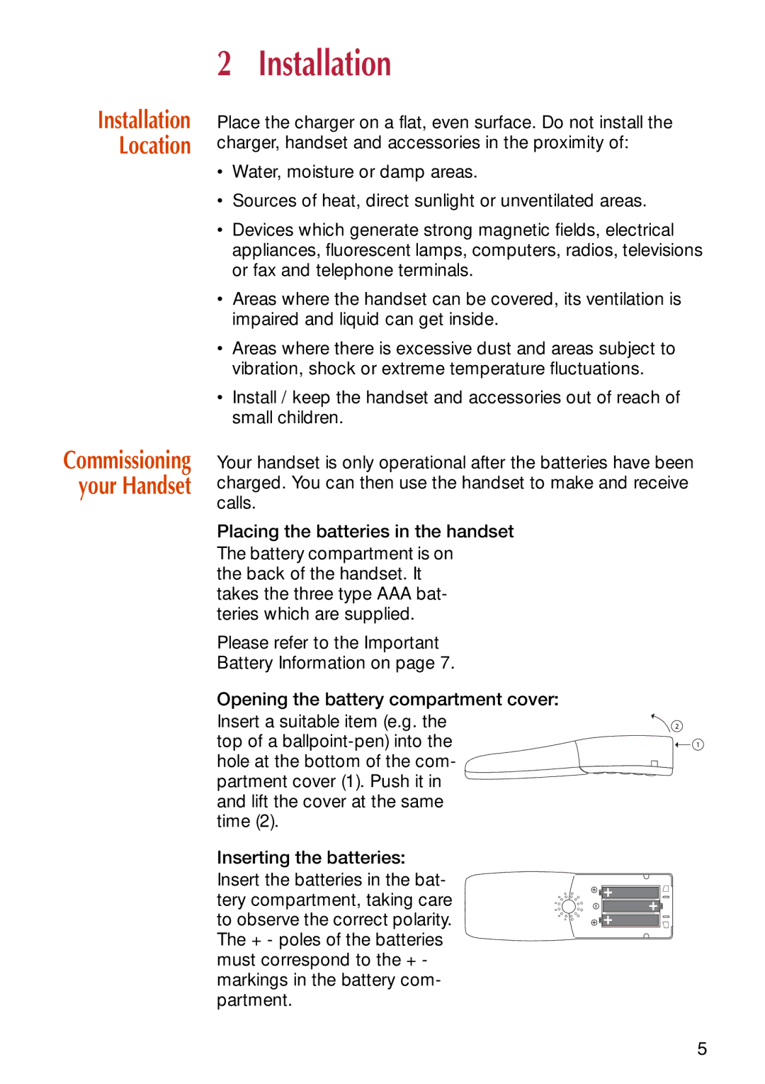 NEC C944 manual Installation Location, Commissioning your Handset 