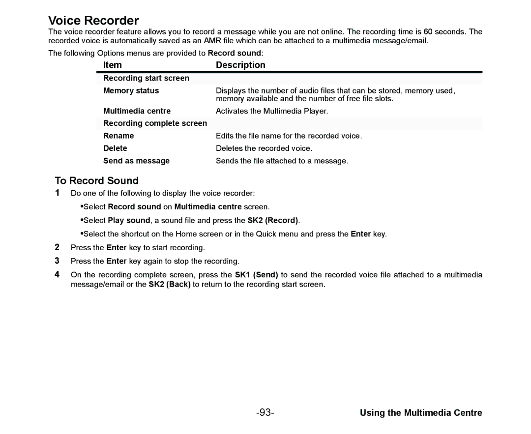 NEC Cell Phone manual Voice Recorder 