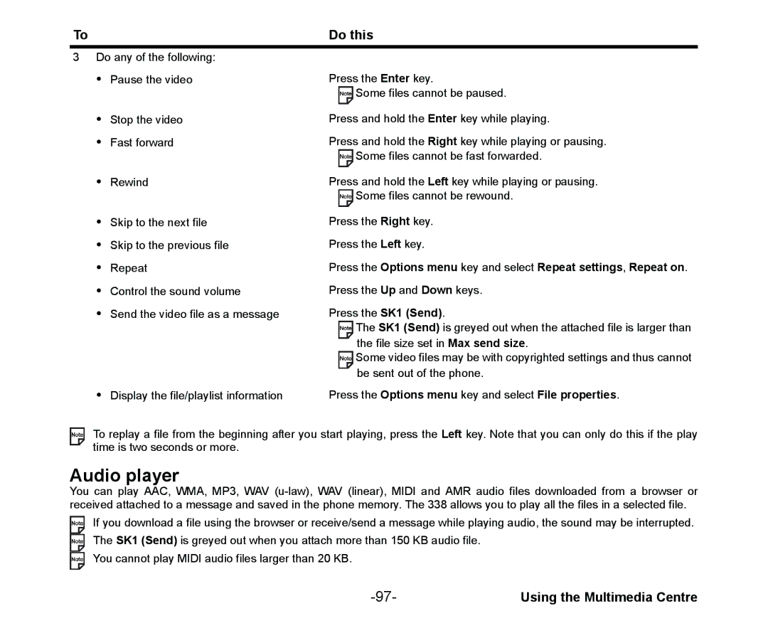 NEC Cell Phone manual Audio player, Press the Options menu key and select File properties 