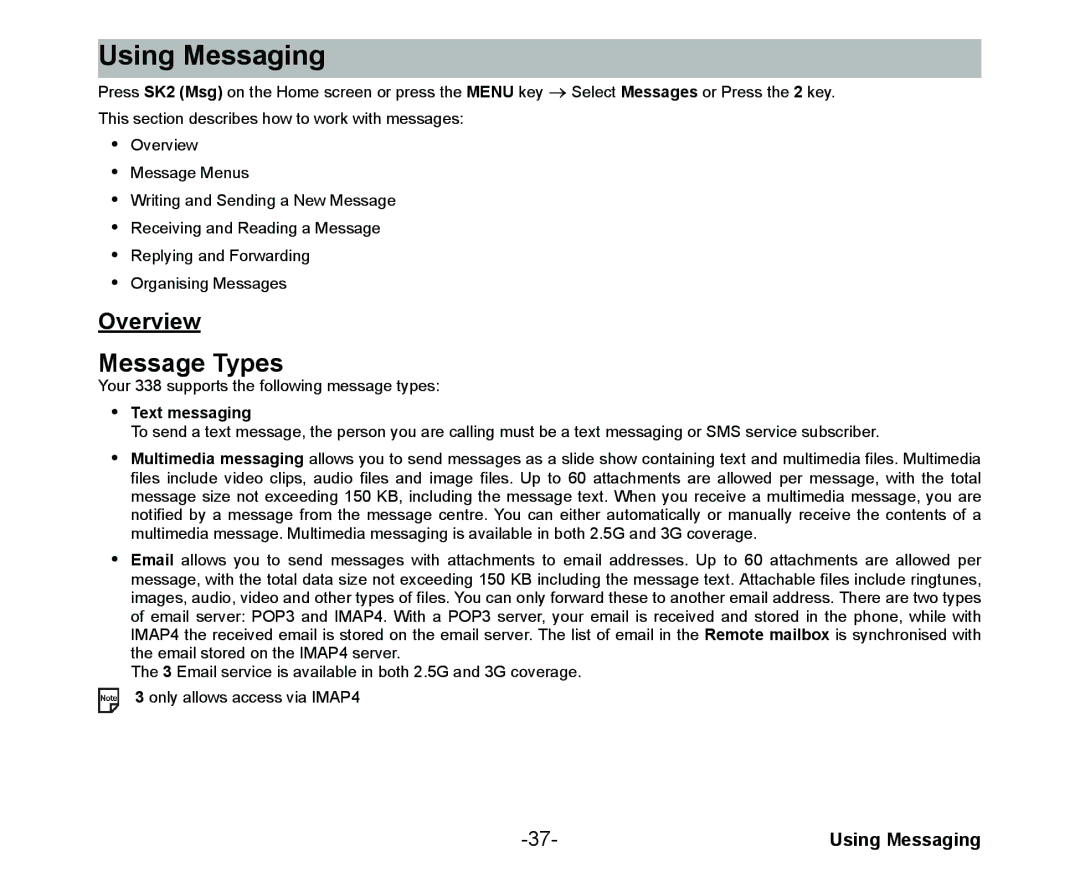 NEC Cell Phone manual Using Messaging, Message Types, Text messaging 