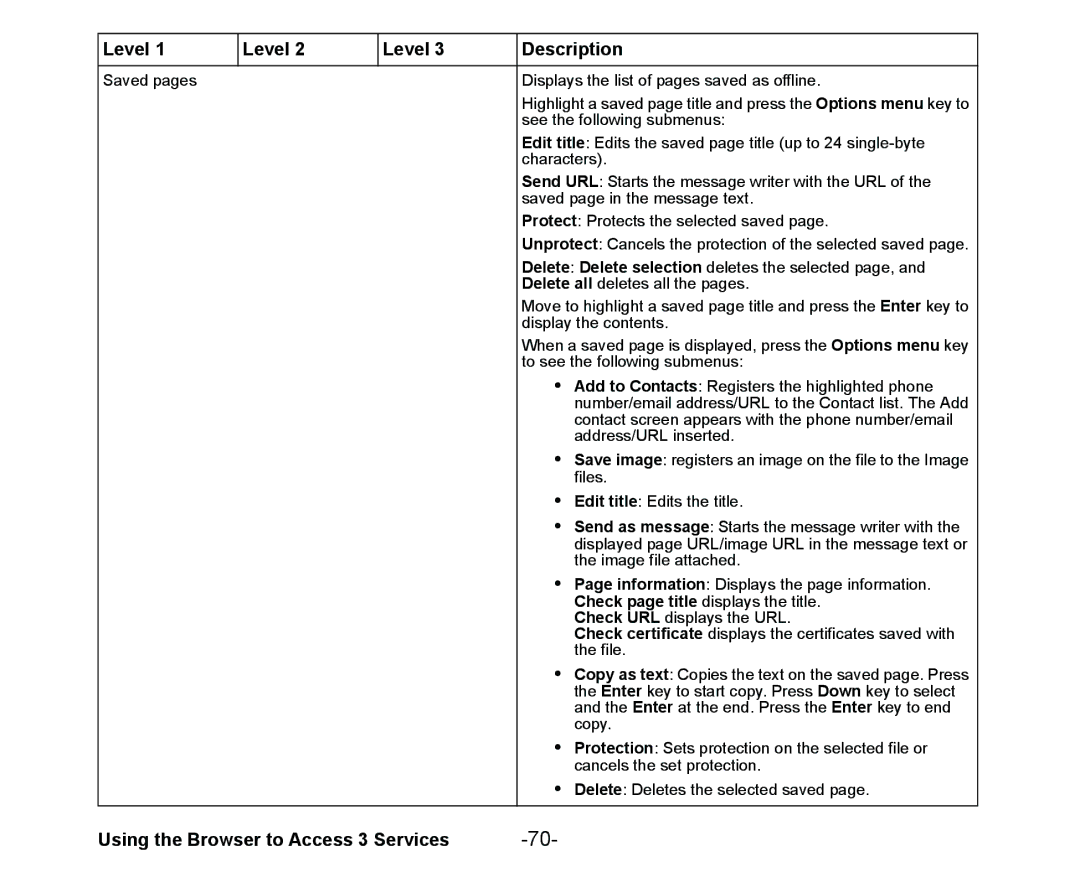 NEC Cell Phone manual Using the Browser to Access 3 Services 