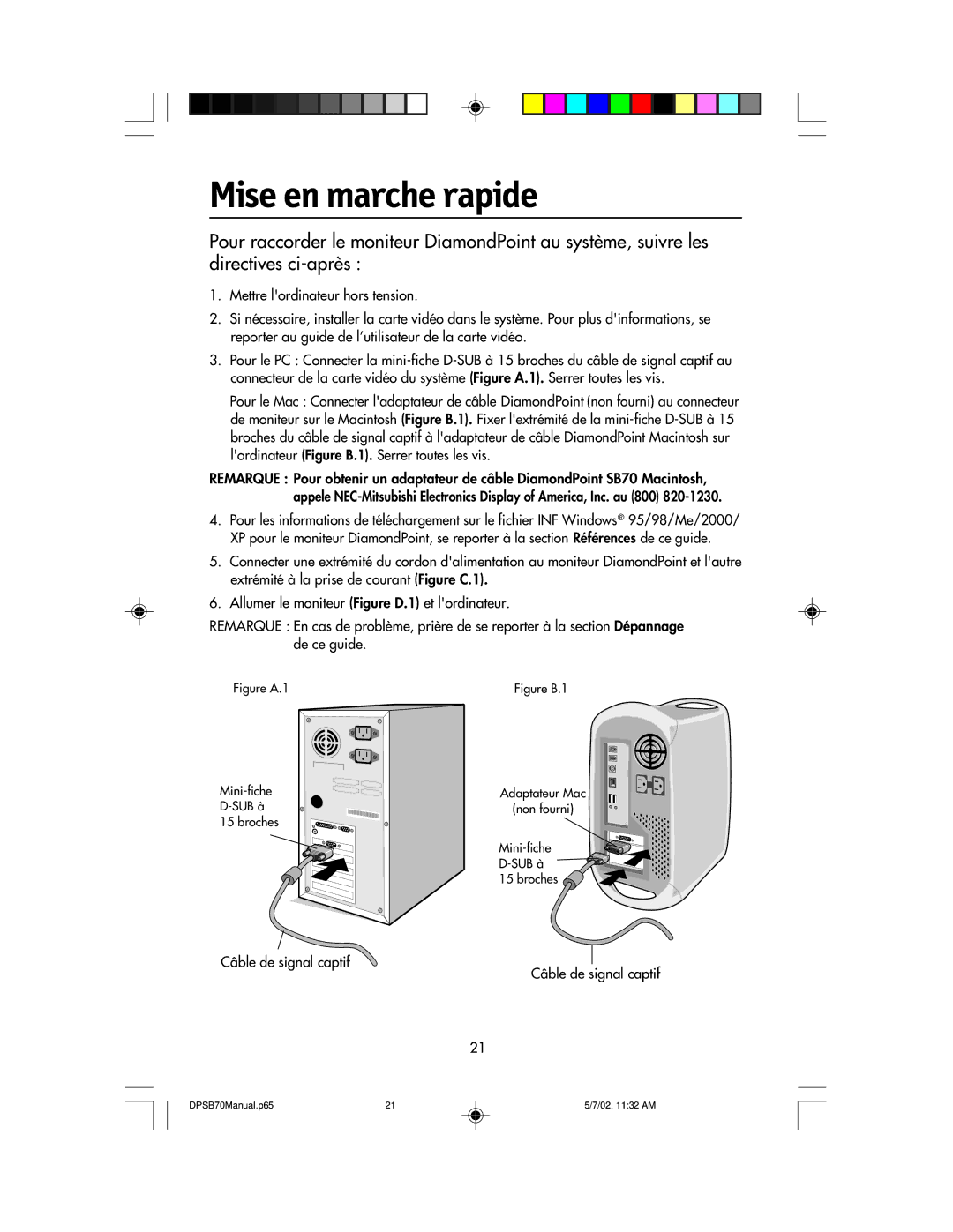 NEC DPSB70 manual Mise en marche rapide, Figure A.1 