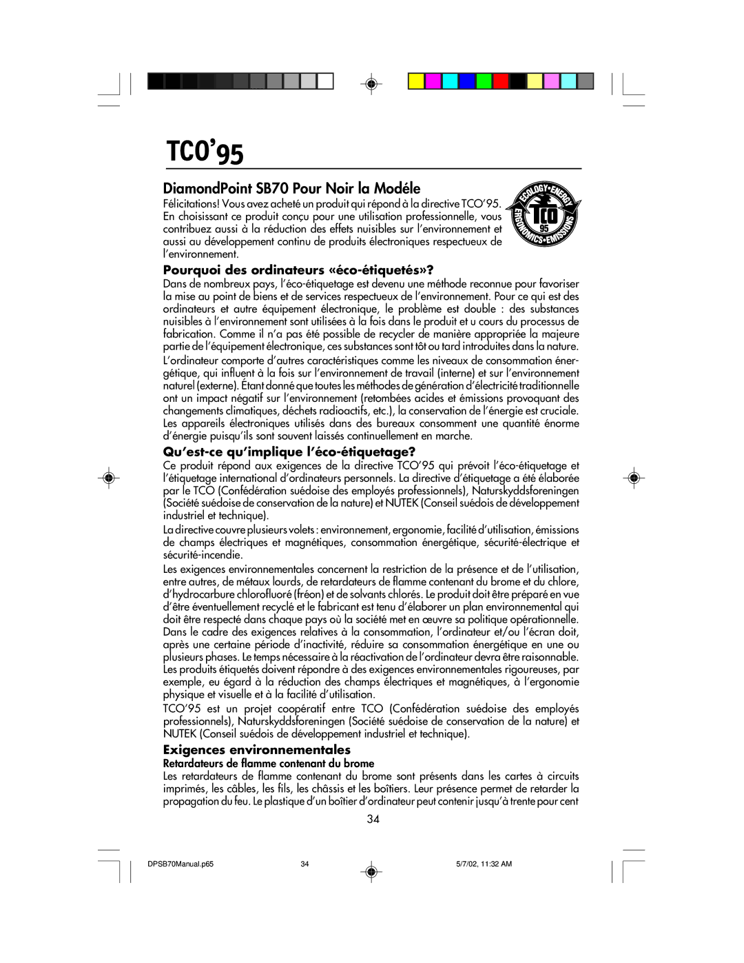 NEC DPSB70 Pourquoi des ordinateurs «éco-étiquetés»?, Qu’est-ce qu’implique l’éco-étiquetage?, Exigences environnementales 