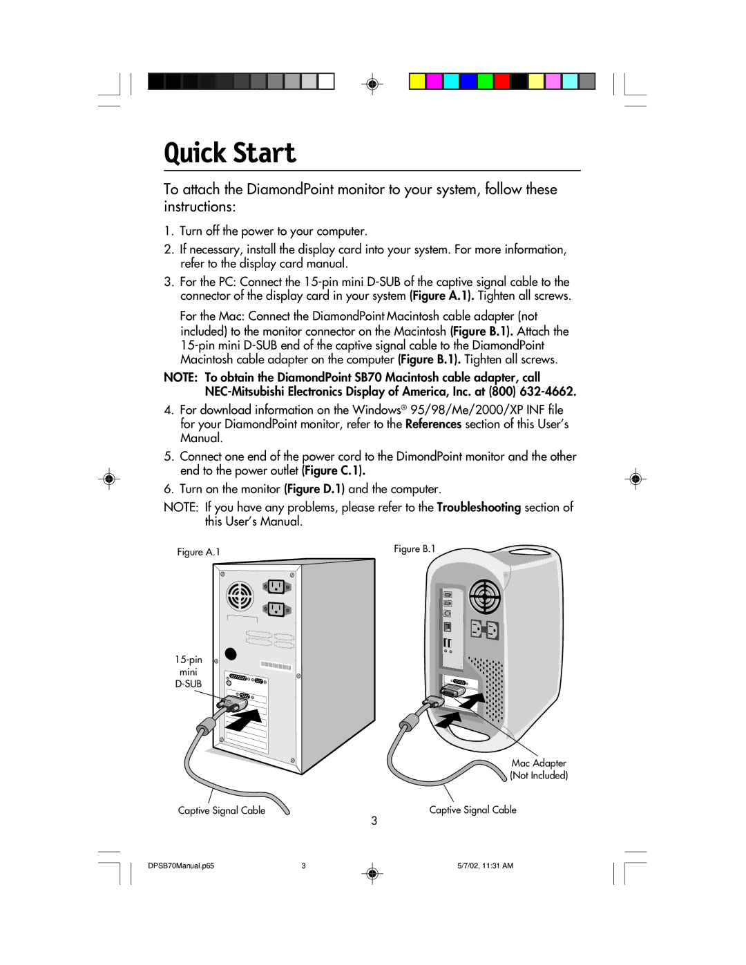 NEC DPSB70 manual Quick Start, Sub 