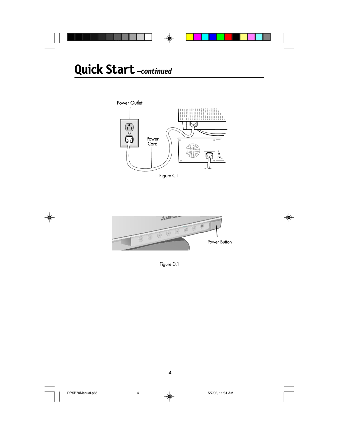 NEC DPSB70 manual Figure C.1 Power Button 