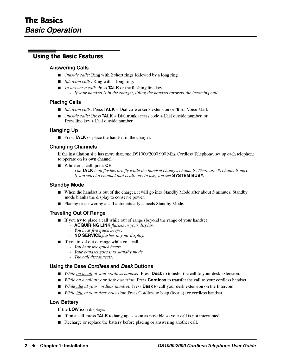 NEC DS1000 manual Basic Operation, Using the Basic Features 