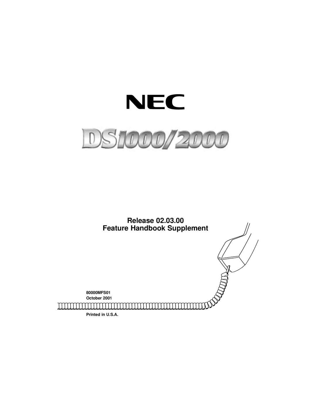 NEC DS1000/2000 manual Release Feature Handbook Supplement 