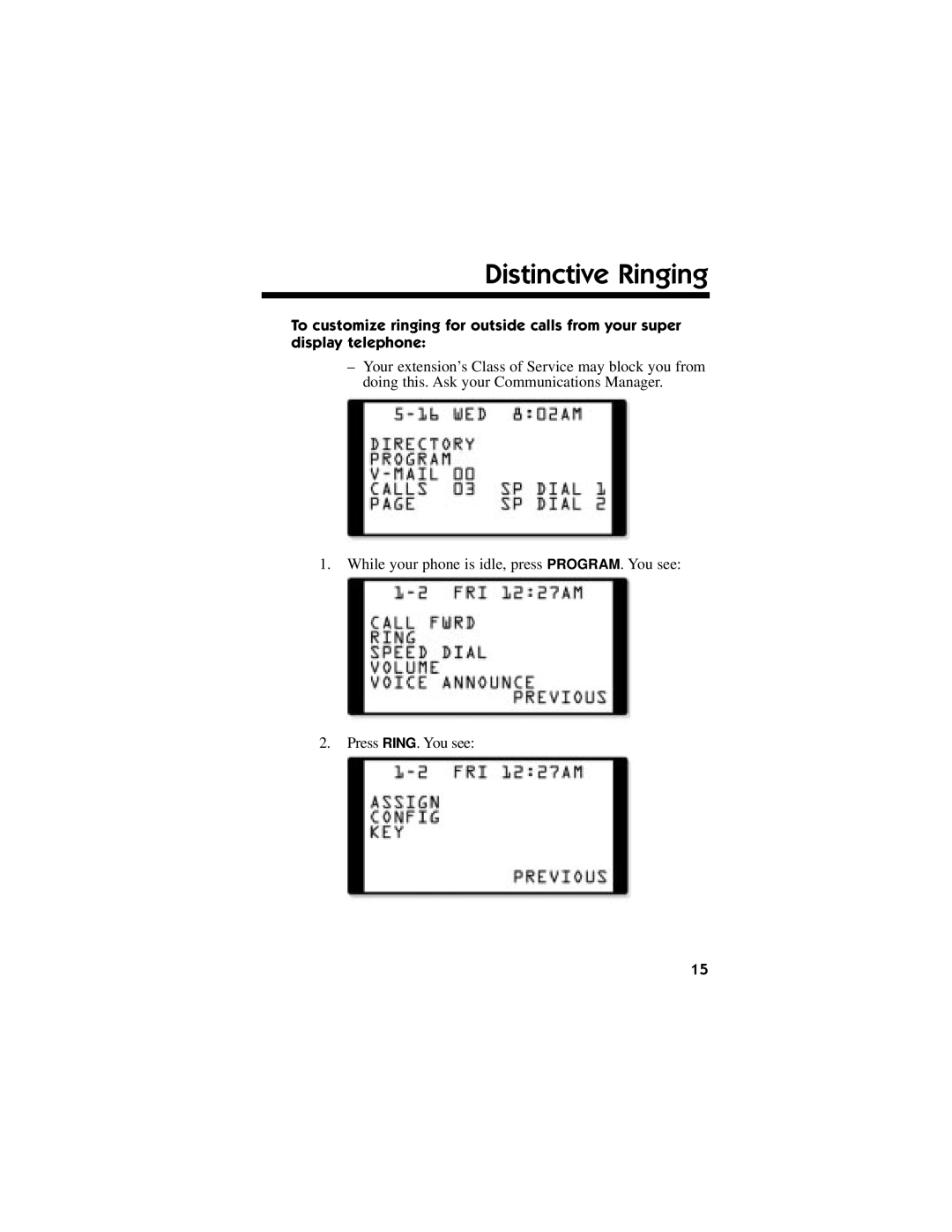 NEC DS1000/2000 manual Distinctive Ringing 