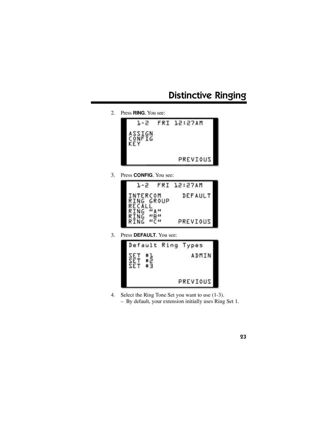 NEC DS1000/2000 manual Distinctive Ringing 