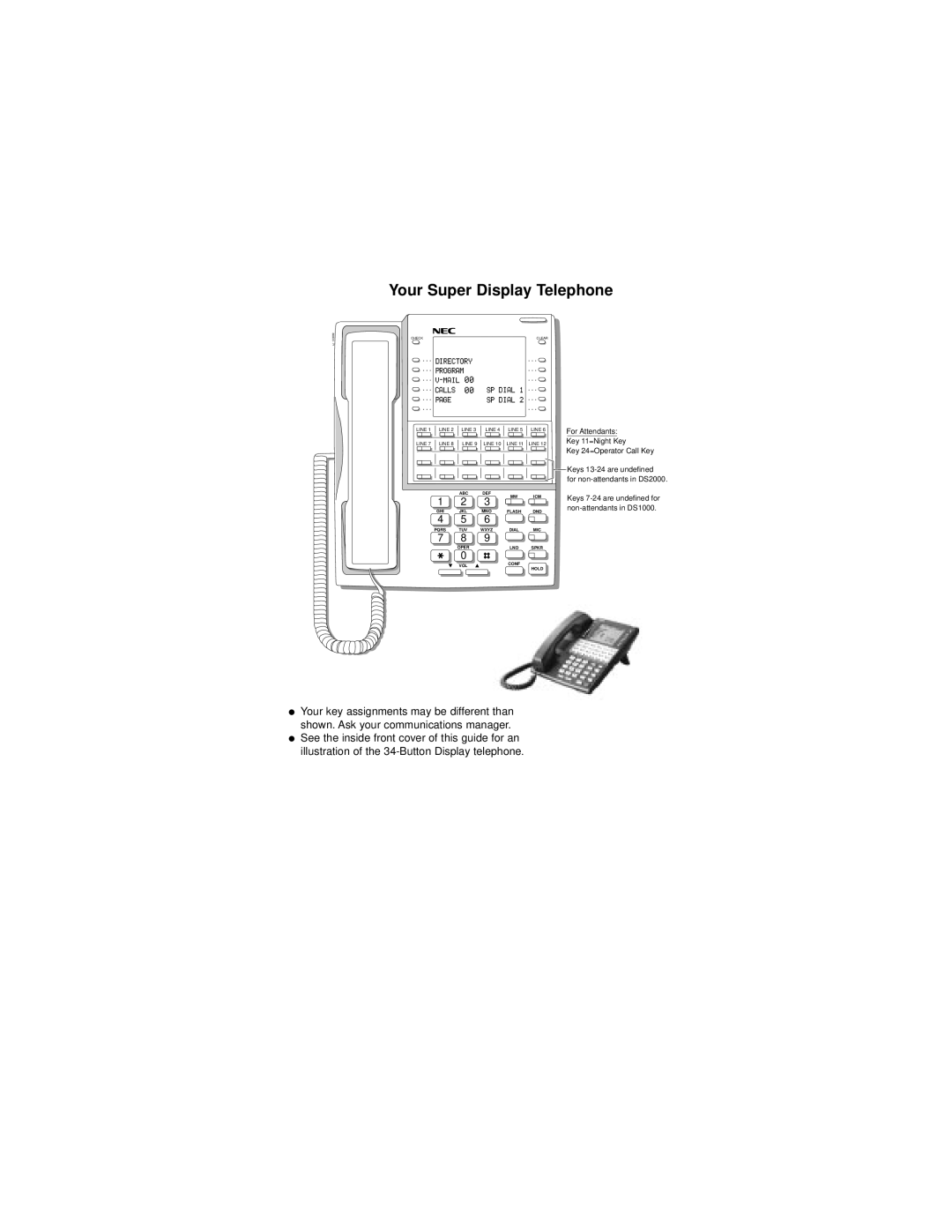 NEC DS1000/2000 manual Your Super Display Telephone 