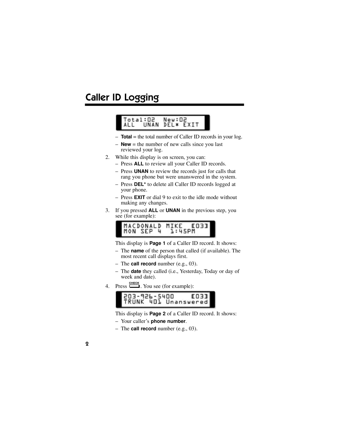 NEC DS1000/2000 manual Caller ID Logging 