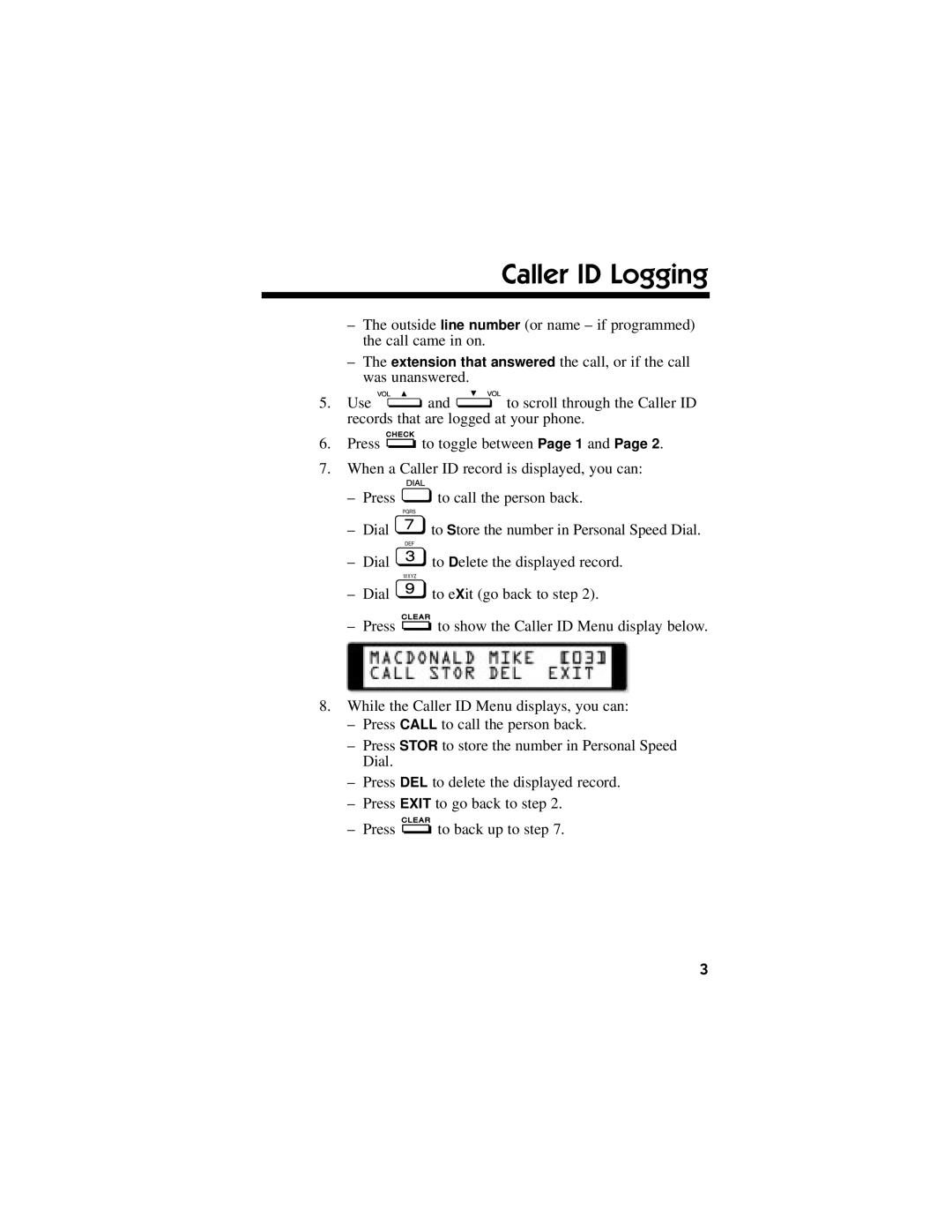 NEC DS1000/2000 manual Caller ID Logging 