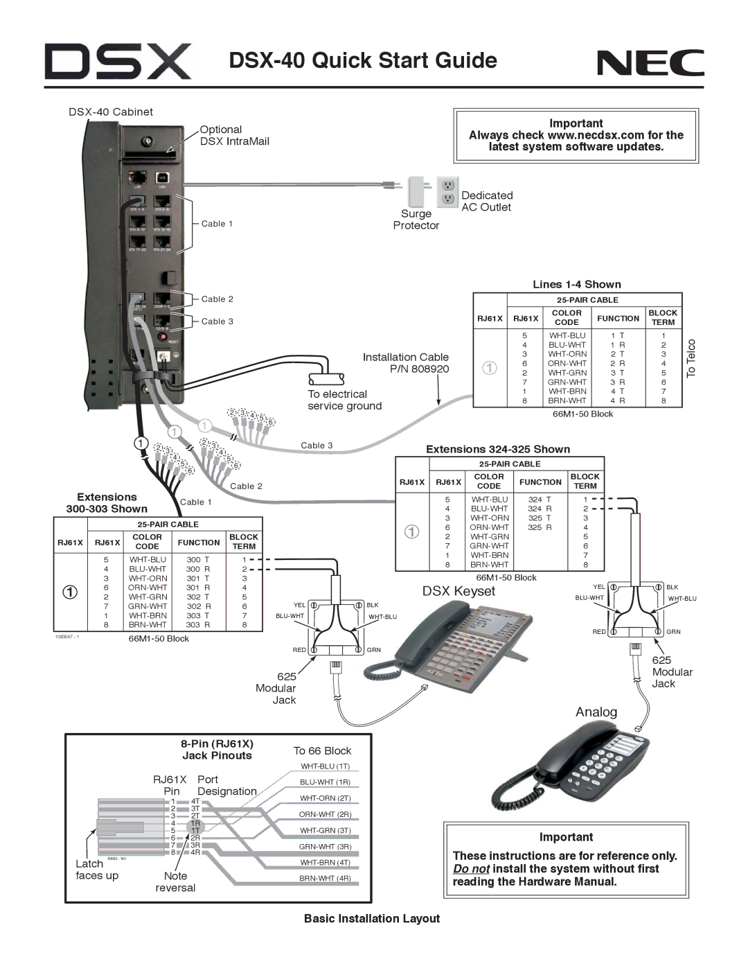 NEC DSX-40 quick start Latest system software updates 