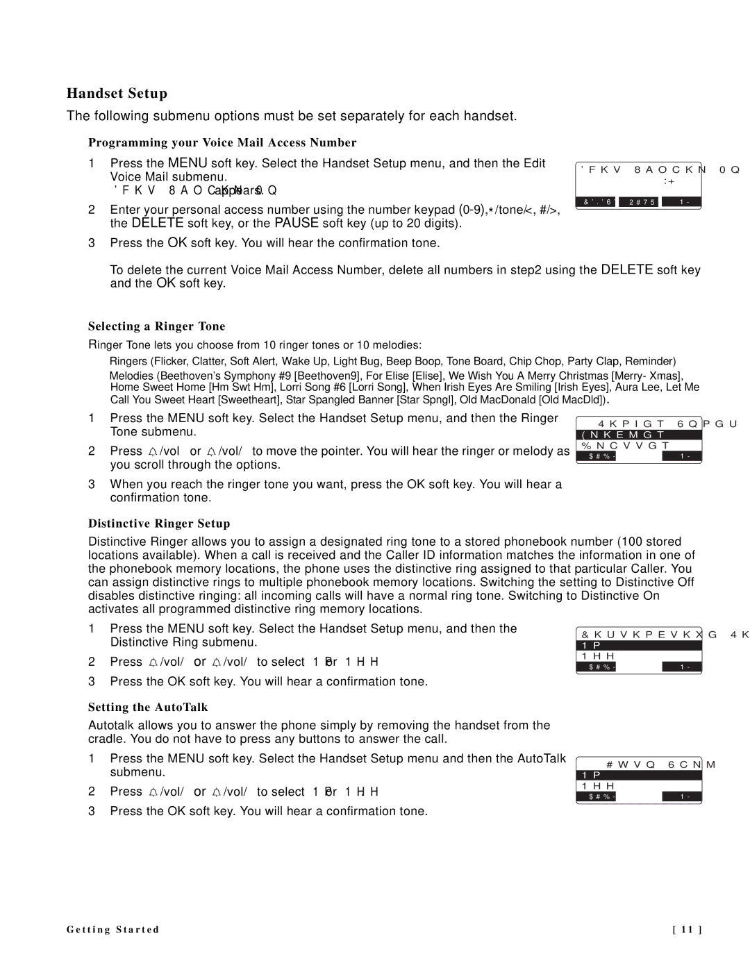 NEC DTR-IR-2 user manual Handset Setup, Programming your Voice Mail Access Number 