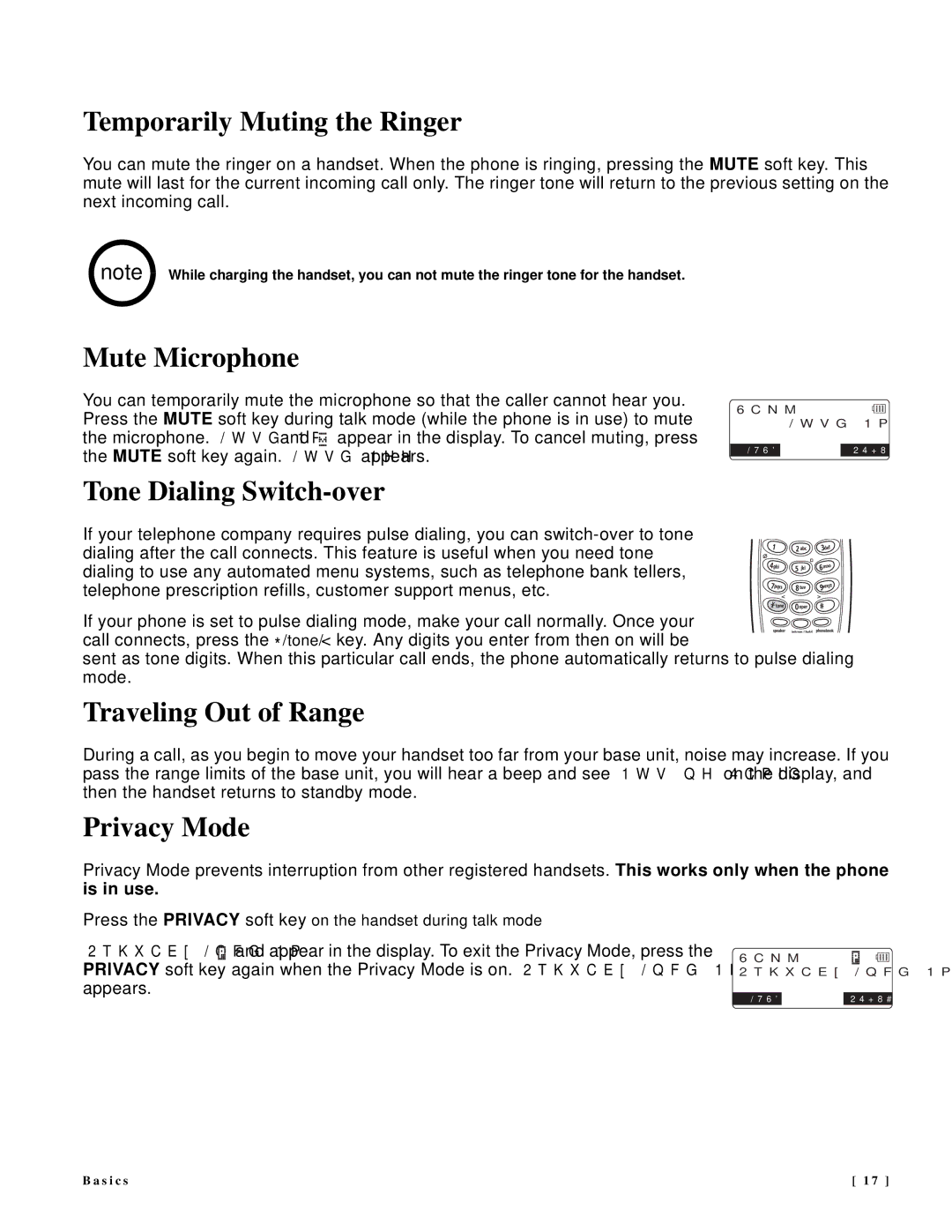 NEC DTR-IR-2 user manual Temporarily Muting the Ringer, Mute Microphone, Tone Dialing Switch-over, Traveling Out of Range 