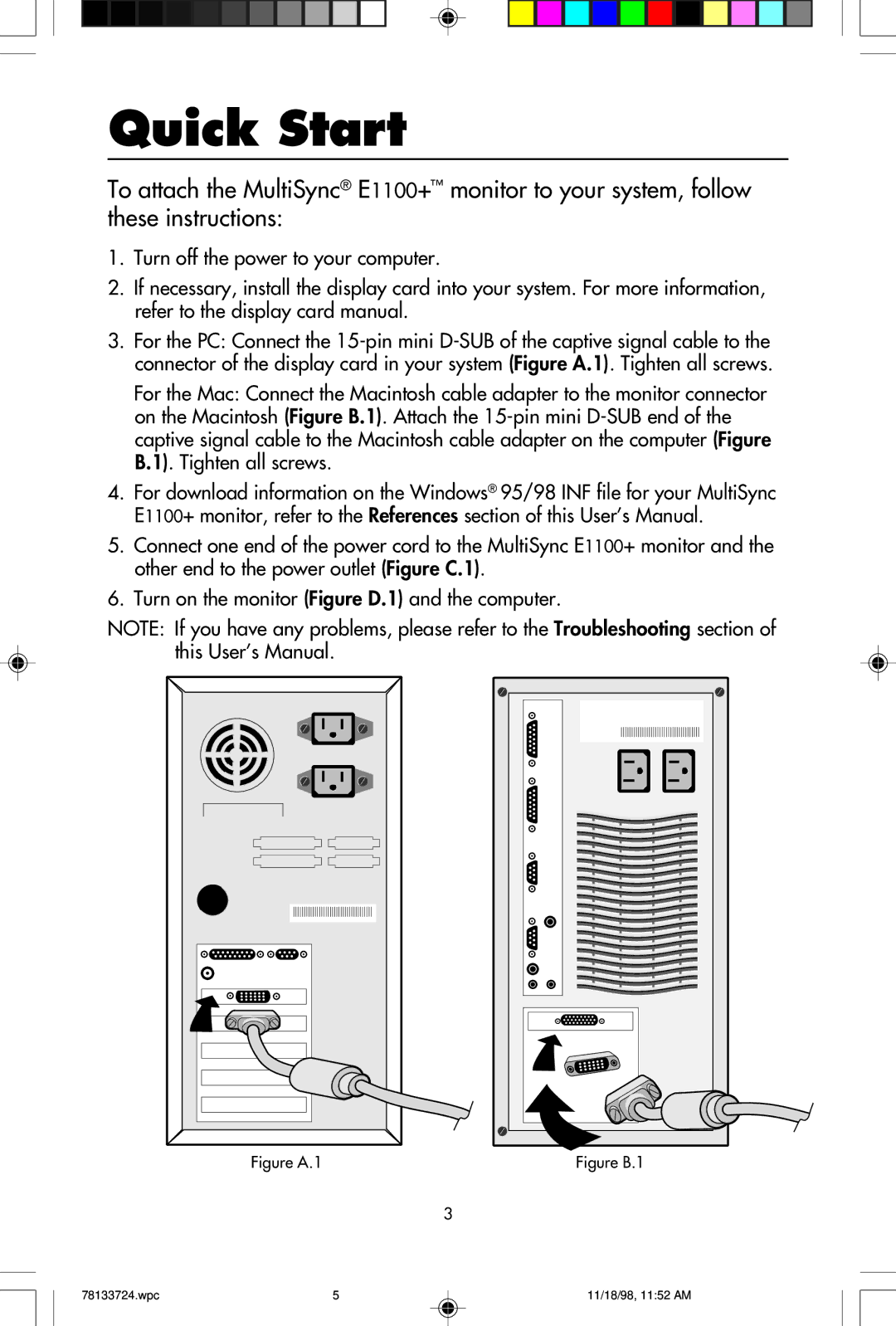 NEC E1100+ user manual Quick Start, Figure A.1 