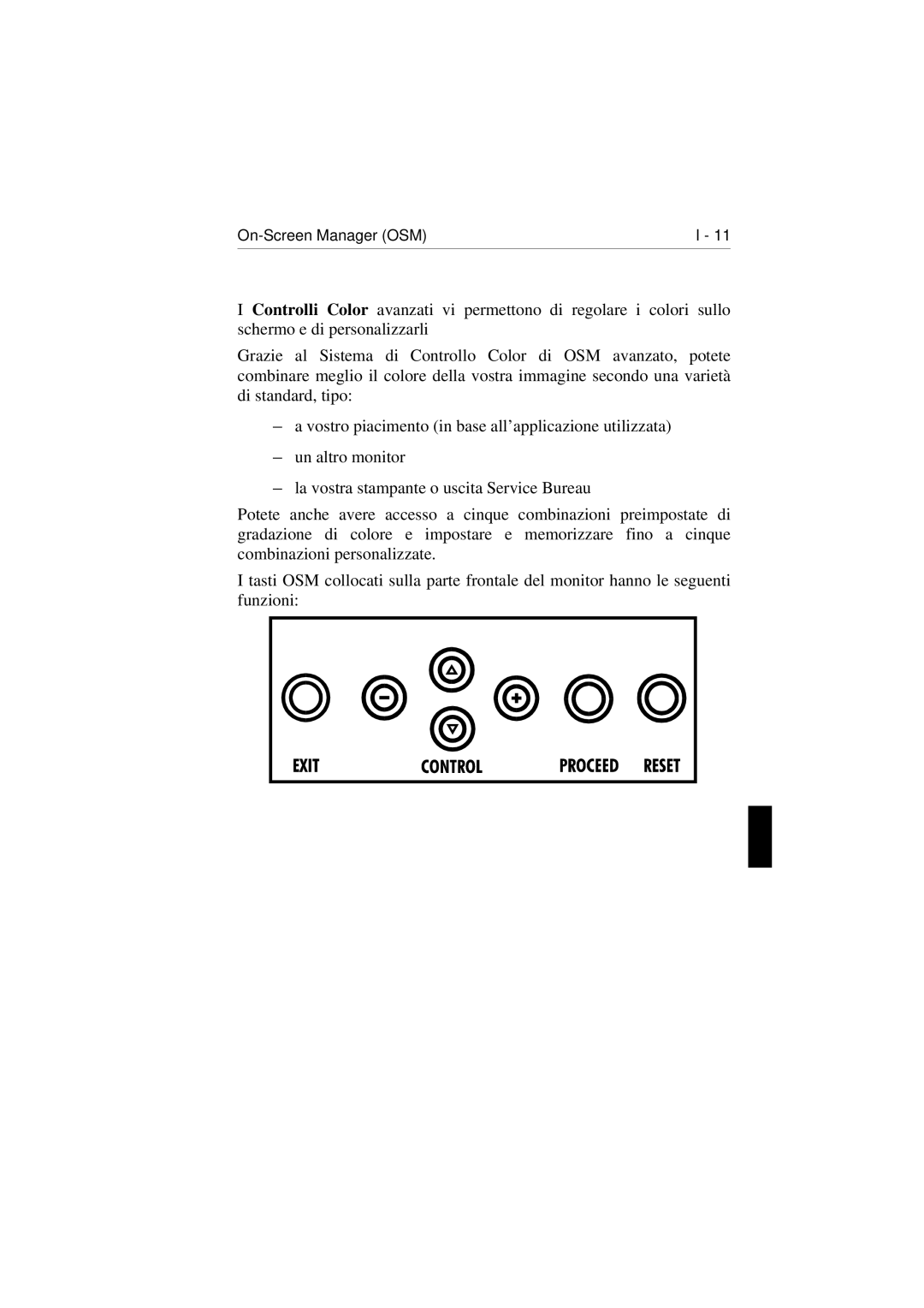 NEC E1100 user manual On-Screen Manager OSM 