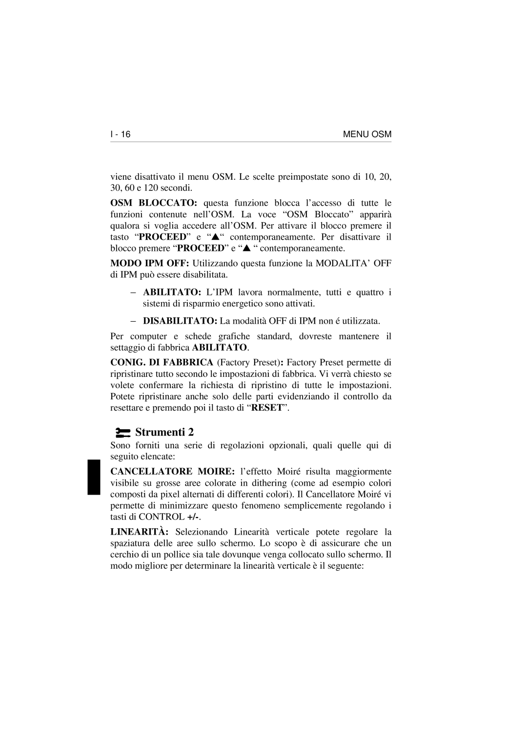 NEC E1100 user manual Strumenti 