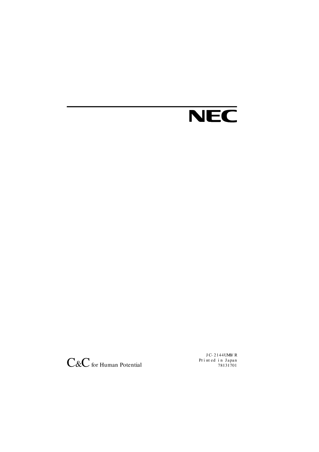 NEC E1100 user manual For Human Potential 