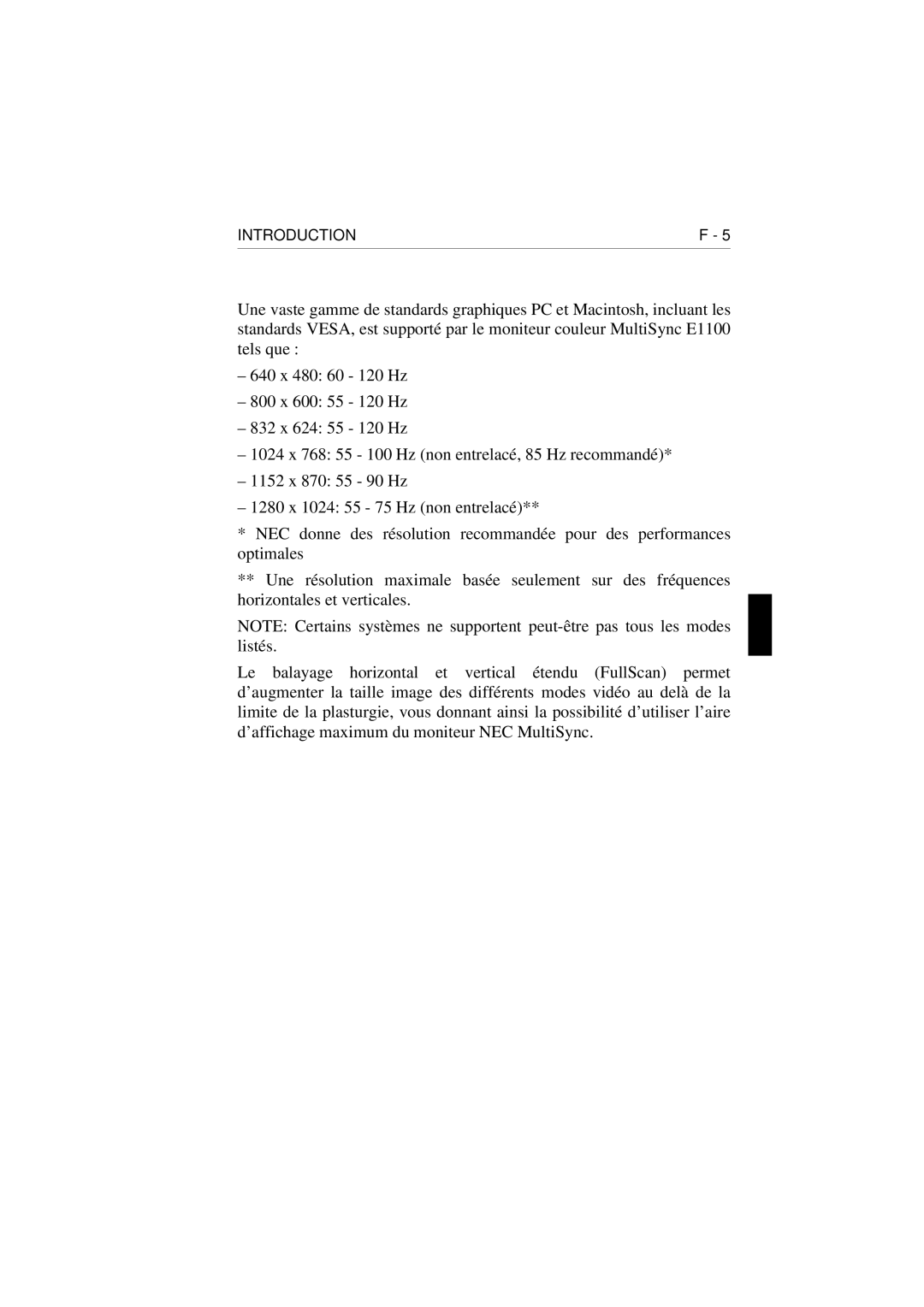 NEC E1100 user manual Introduction 