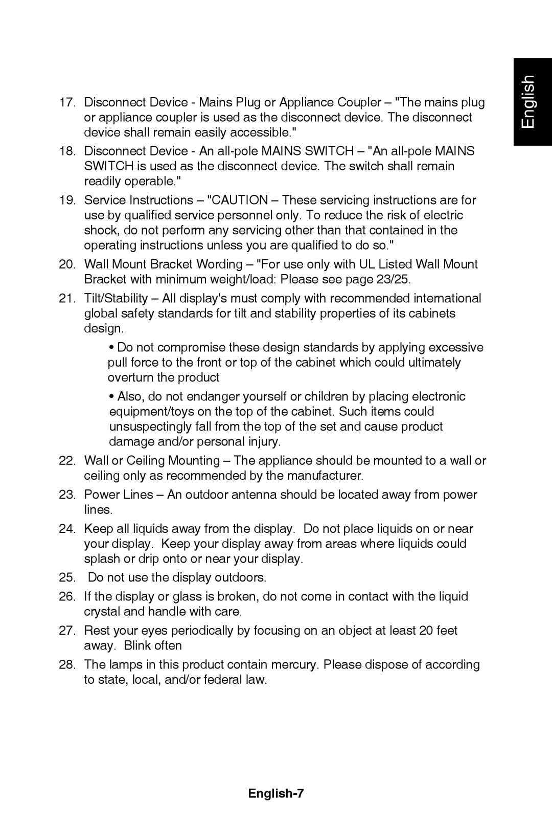 NEC E321, E421 user manual English-7 