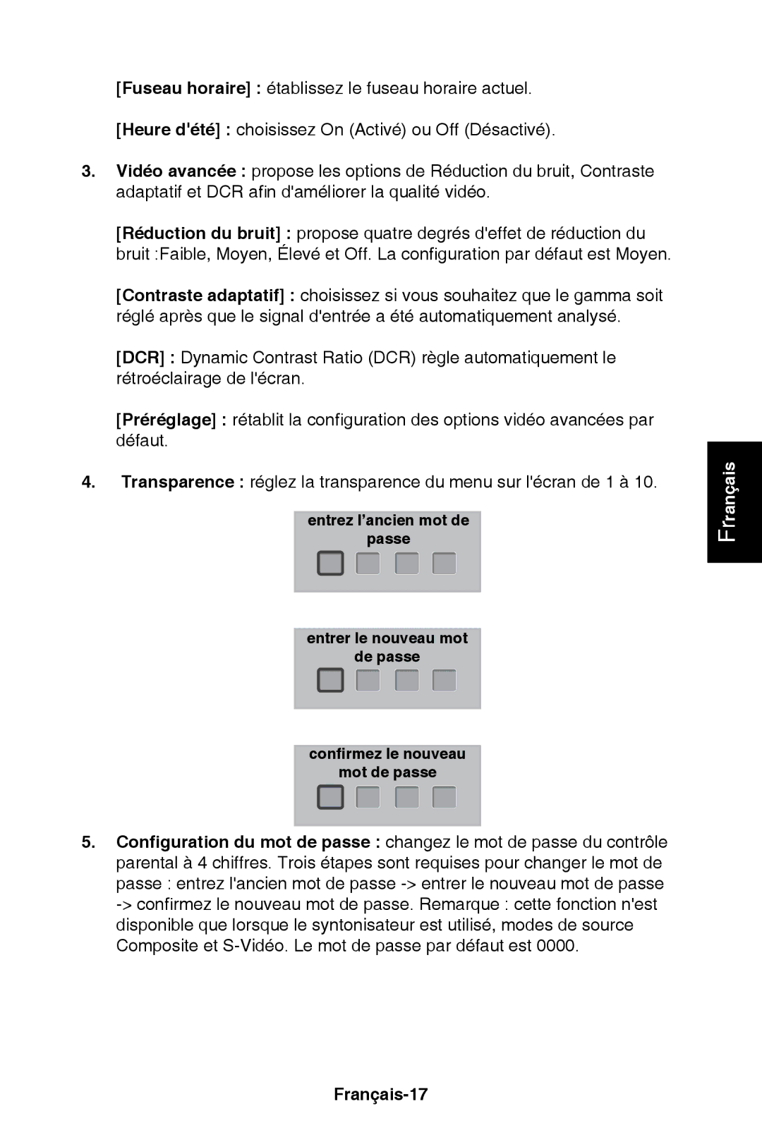 NEC E421, E321 user manual Français-17 