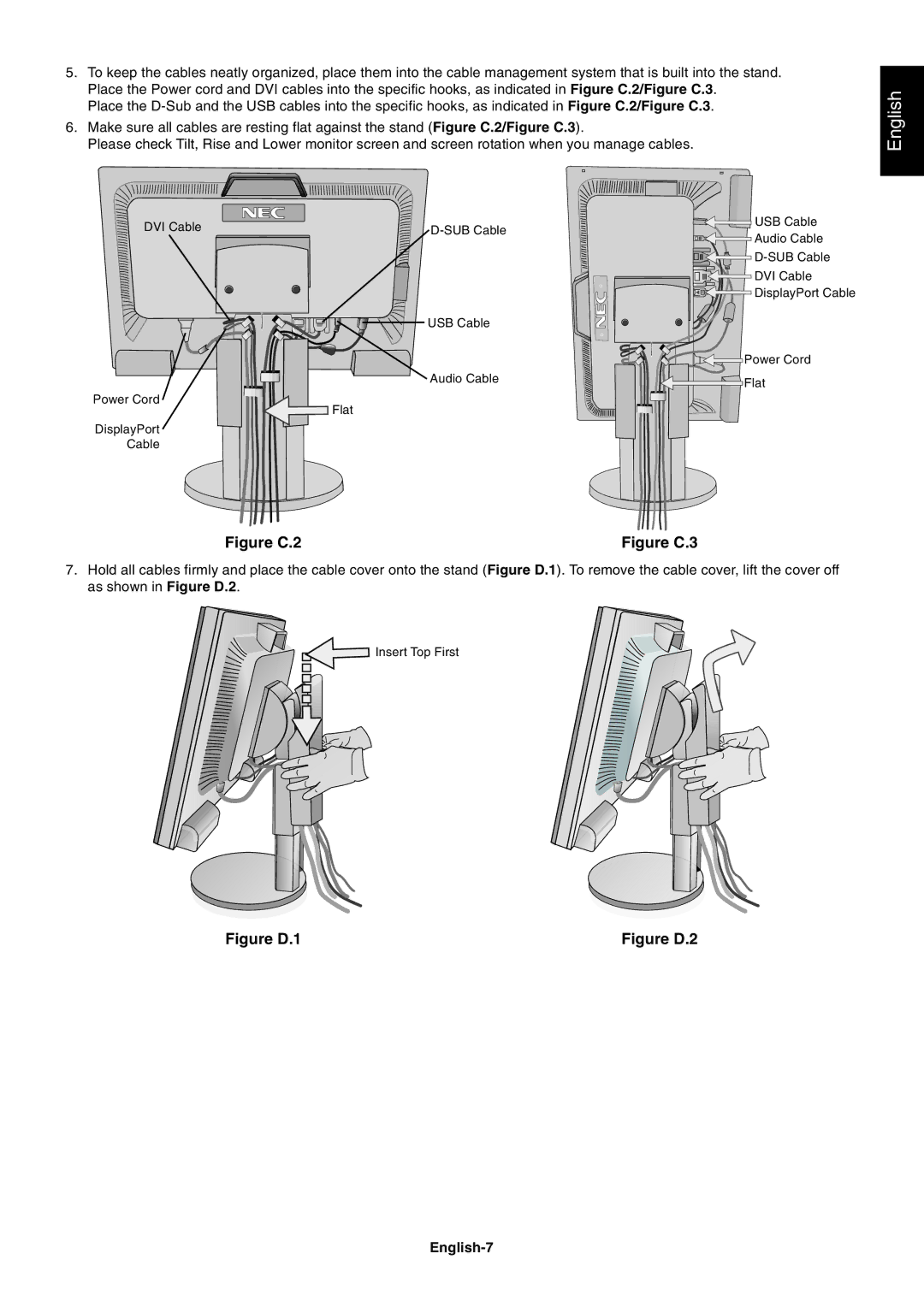 NEC EA232WMI user manual Figure C.2, English-7 