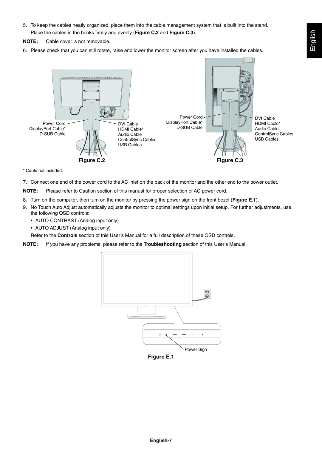 NEC EA244WMI-BK user manual Figure C.2, English-7 