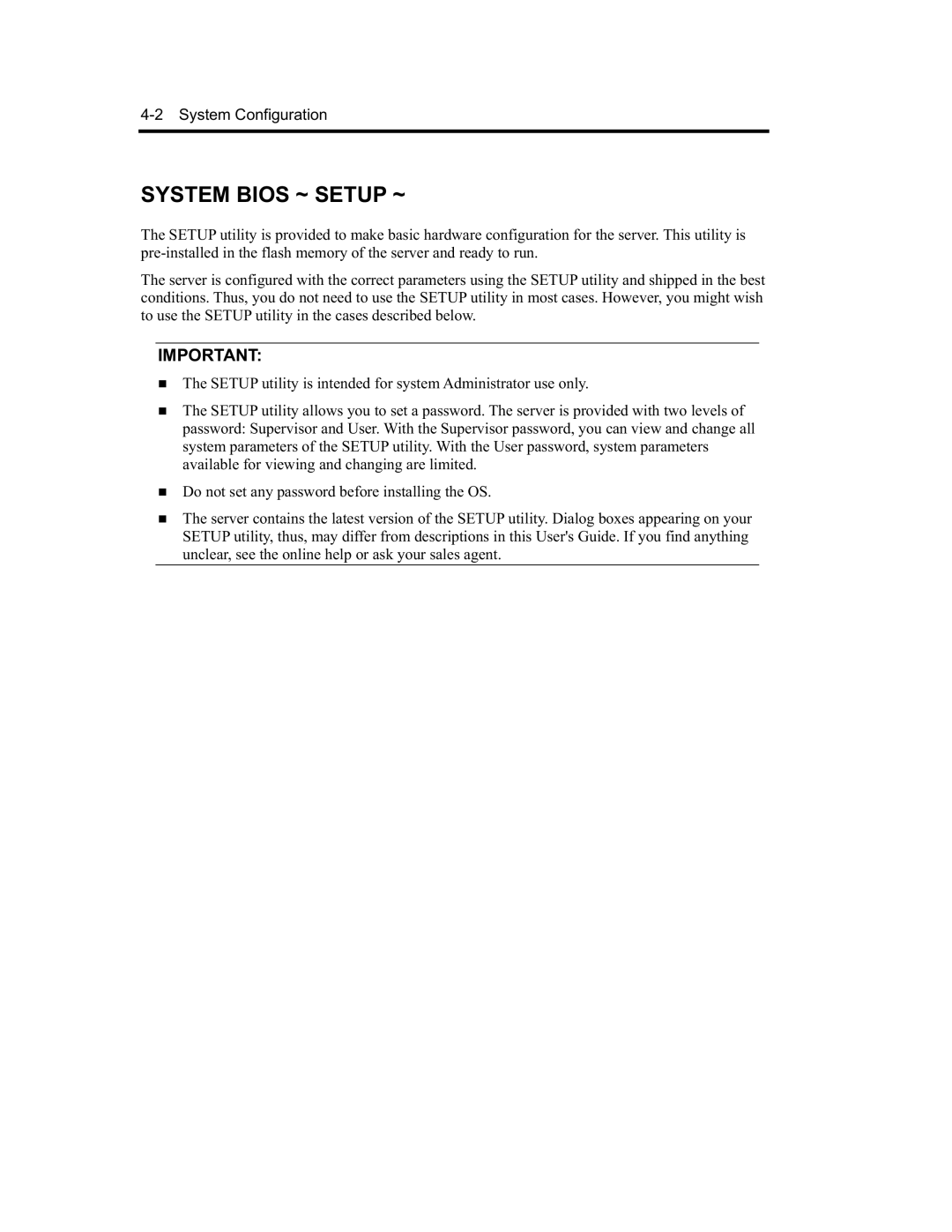 NEC EXP320A, EXP320B, N8800-091F, N8800-090F manual System Bios ~ Setup ~ 