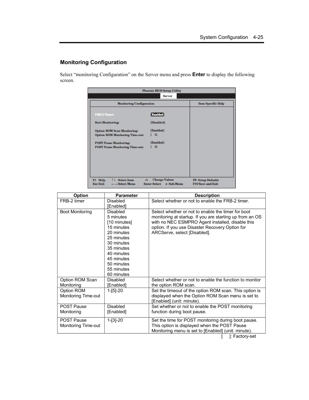 NEC N8800-090F, EXP320A, EXP320B, N8800-091F manual Monitoring Configuration 