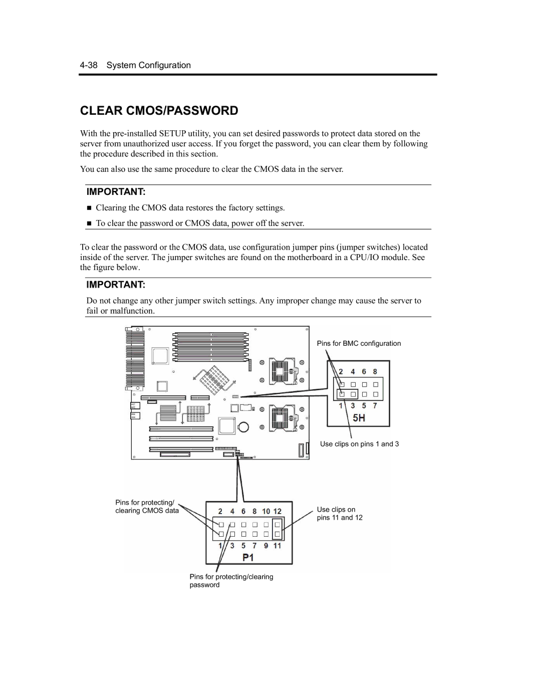 NEC EXP320A, EXP320B, N8800-091F, N8800-090F manual Clear CMOS/PASSWORD 