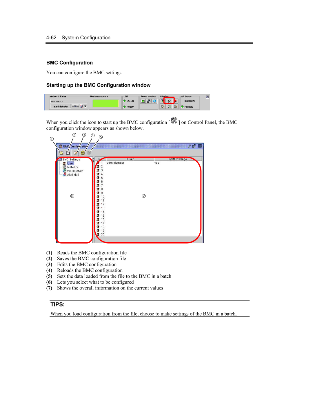 NEC EXP320A, EXP320B, N8800-091F, N8800-090F manual BMC Configuration, Starting up the BMC Configuration window 