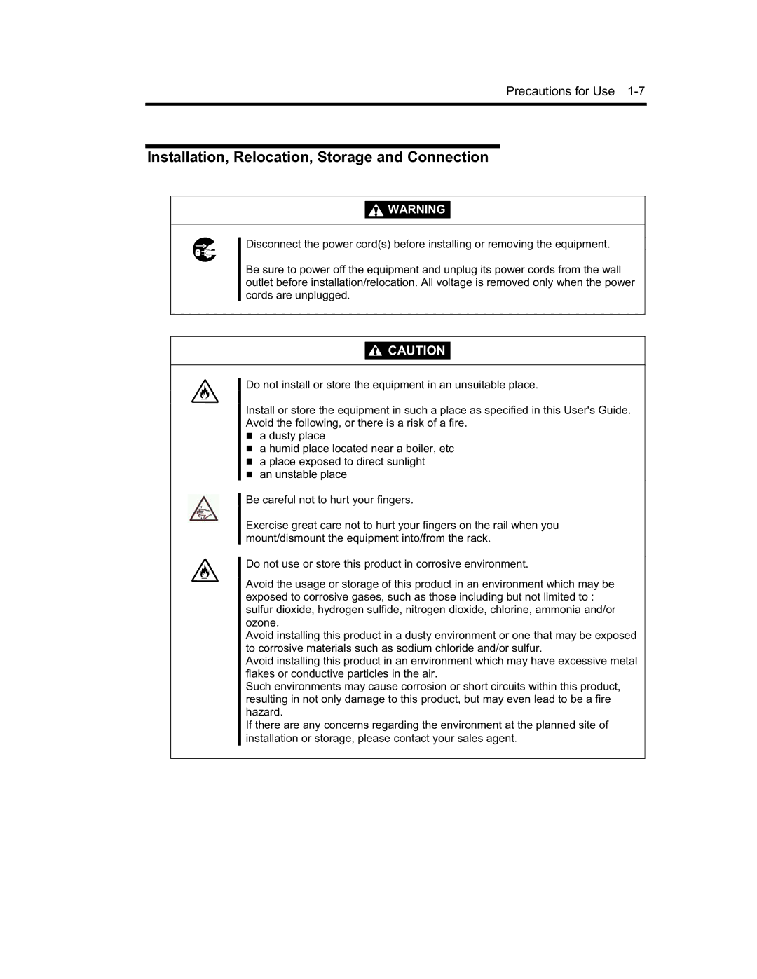 NEC N8800-090F, EXP320A, EXP320B, N8800-091F manual Installation, Relocation, Storage and Connection 