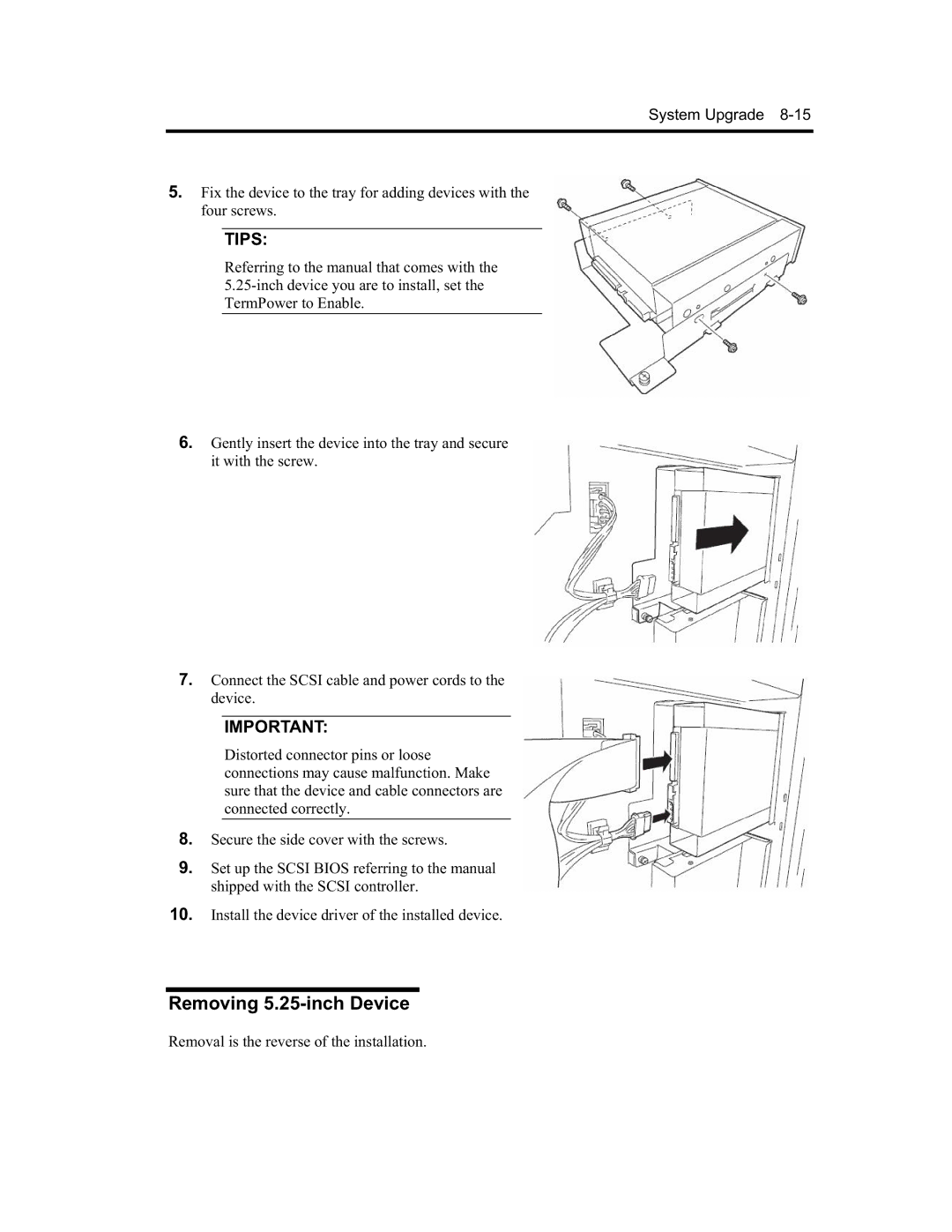 NEC N8800-090F, EXP320A, EXP320B, N8800-091F manual Removing 5.25-inch Device 