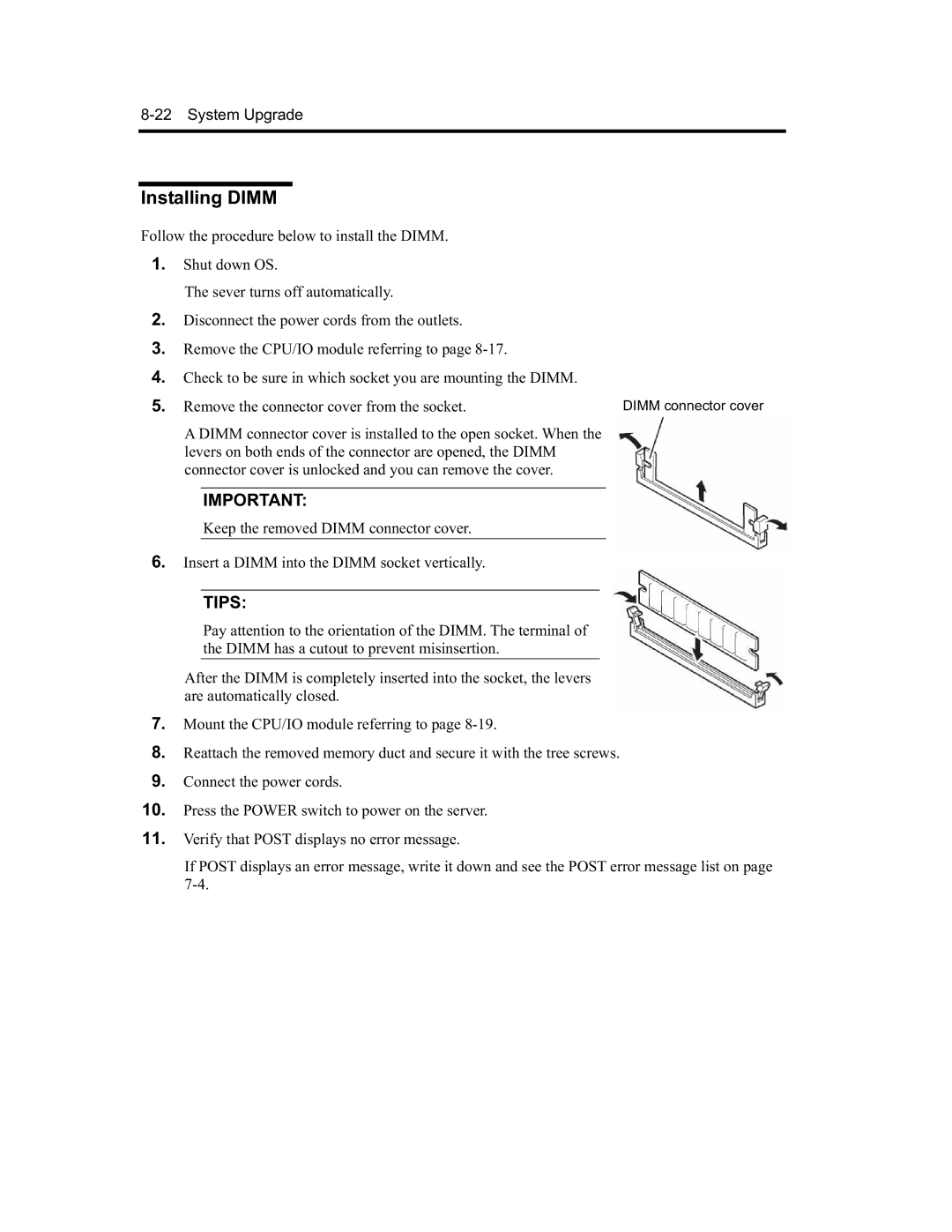 NEC N8800-091F, EXP320A, EXP320B, N8800-090F manual Installing Dimm 