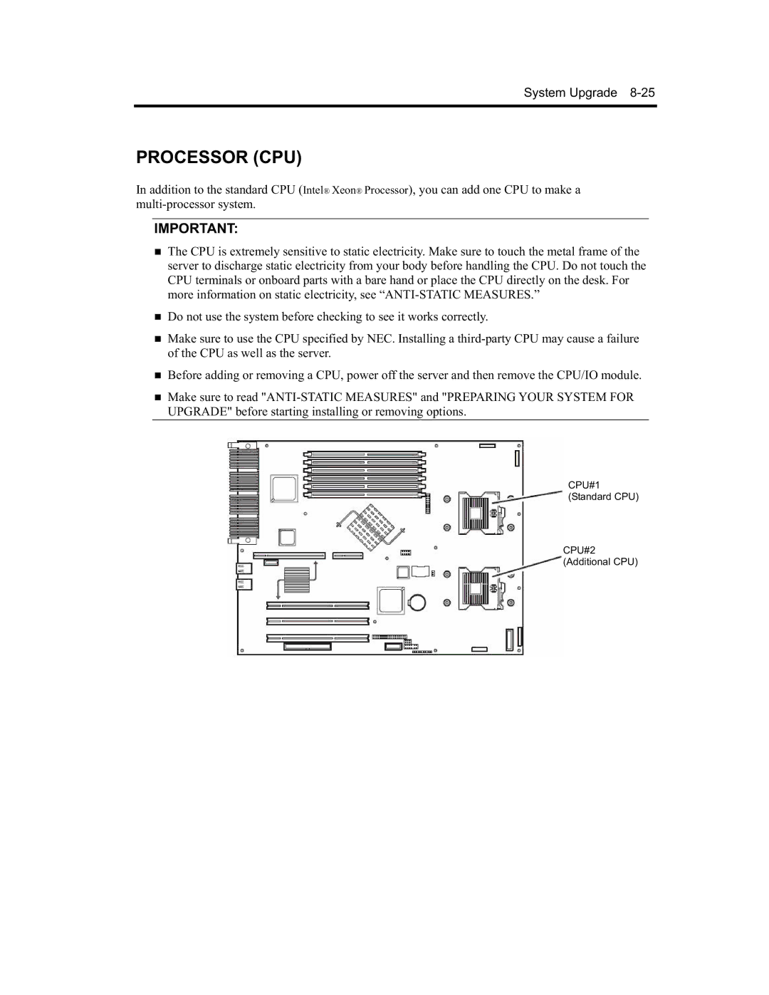 NEC EXP320B, EXP320A, N8800-091F, N8800-090F manual Processor CPU 