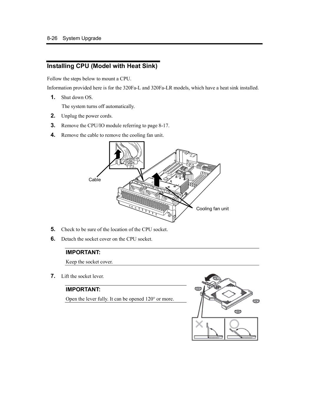 NEC N8800-091F, EXP320A, EXP320B, N8800-090F manual Installing CPU Model with Heat Sink 