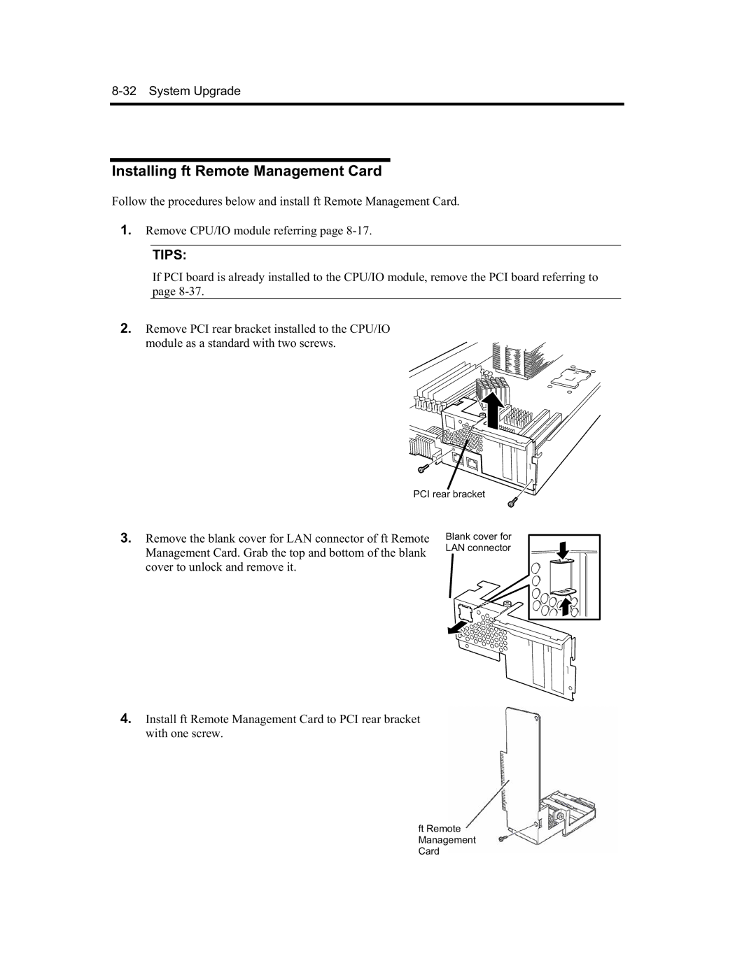 NEC EXP320A, EXP320B, N8800-091F, N8800-090F manual Installing ft Remote Management Card 