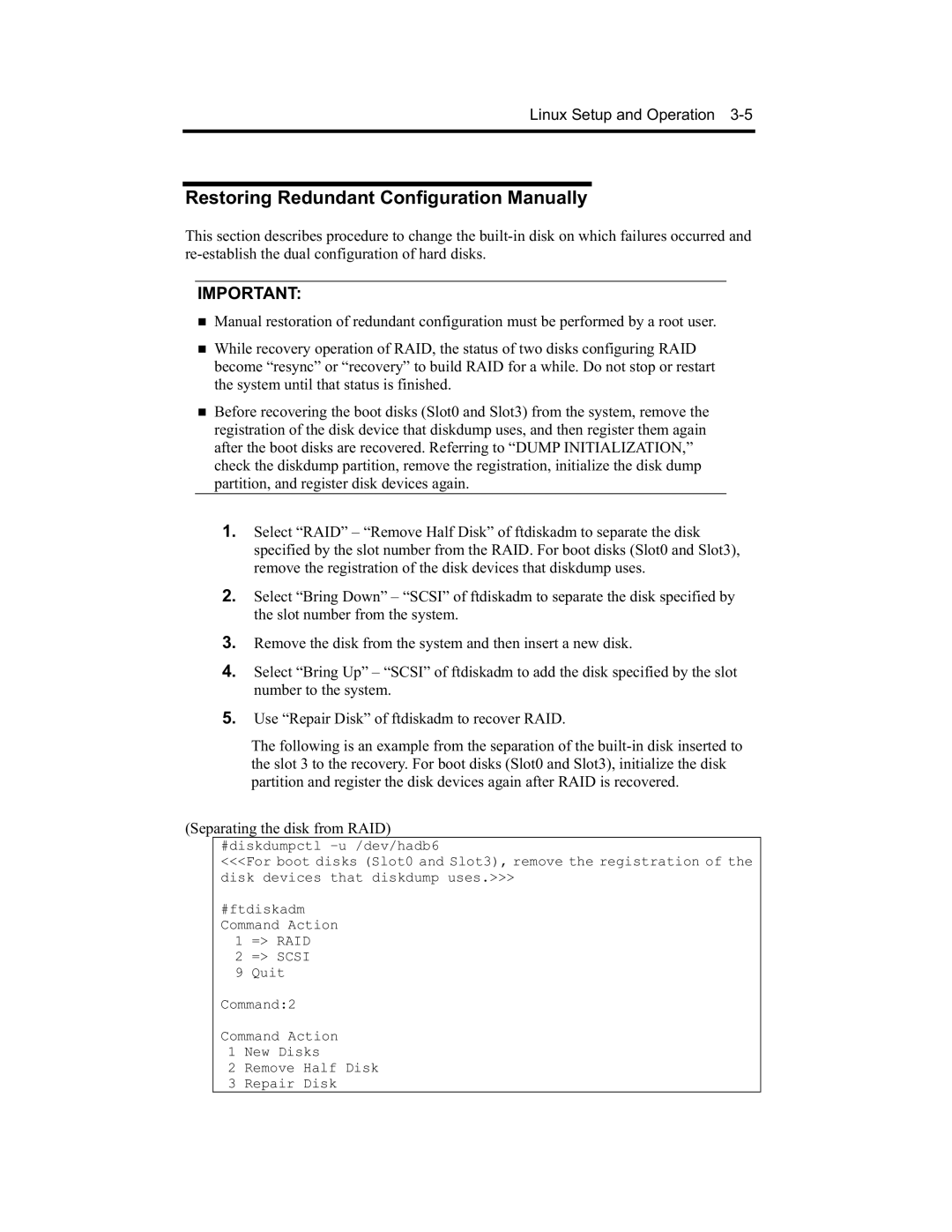 NEC N8800-090F, EXP320A, EXP320B, N8800-091F manual Restoring Redundant Configuration Manually 