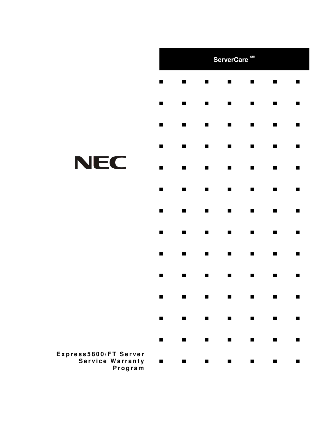 NEC Express5800/FT warranty ServerCare sm 