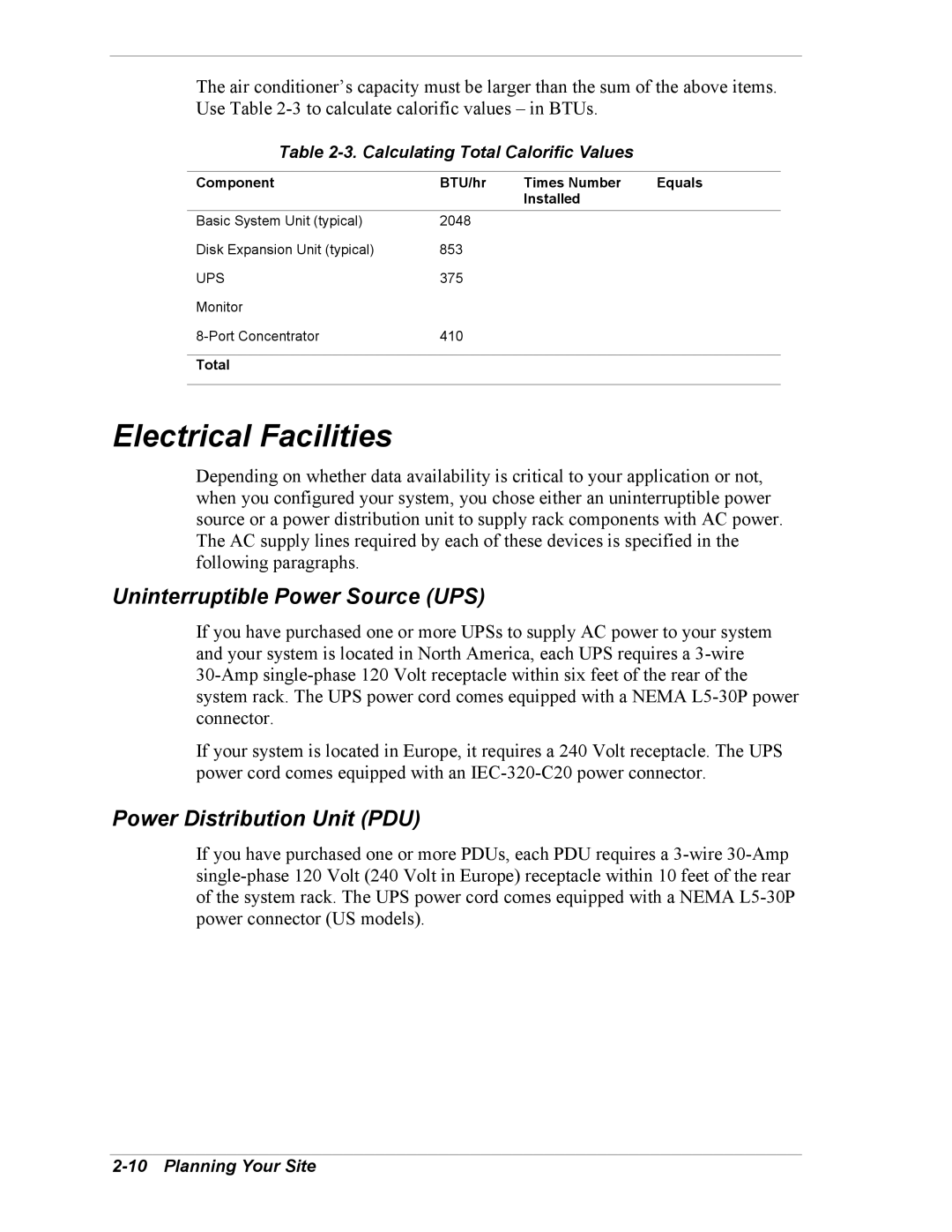 NEC EXPRESS800 manual Electrical Facilities, Uninterruptible Power Source UPS, Power Distribution Unit PDU 