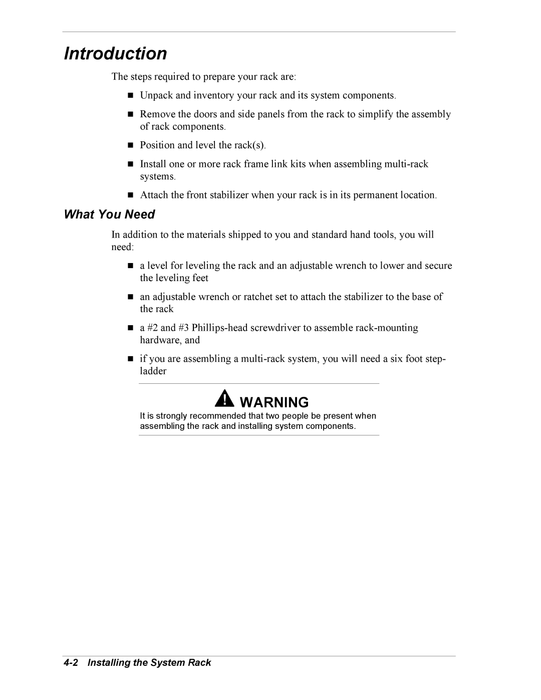 NEC EXPRESS800 manual What You Need, Installing the System Rack 